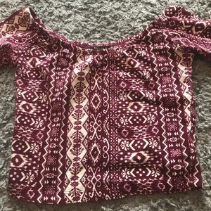 Aztec off the shoulder crop top
